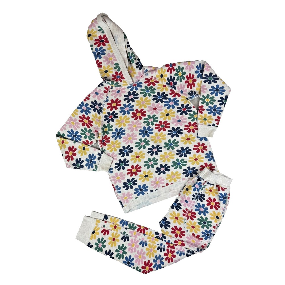Hanna Andersson Hoodie Jogger Set Girls 10 Multicolor Floral Bold Daisy